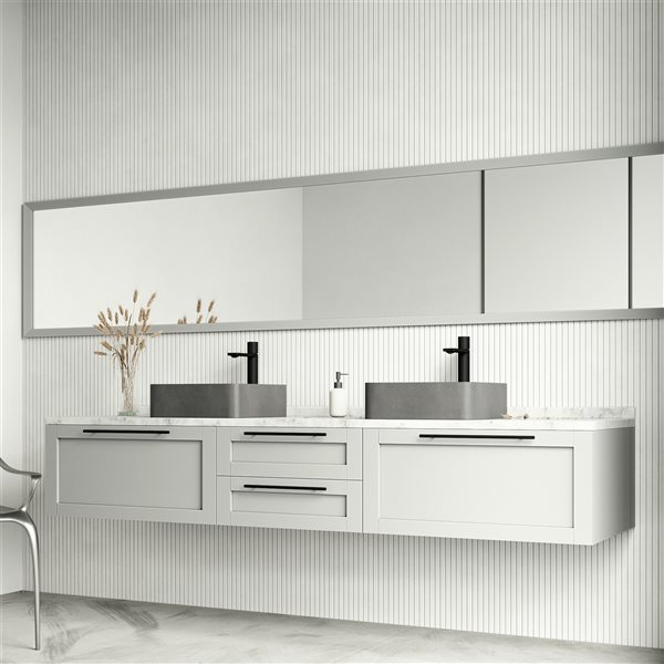 VIGO Navona&nbsp;15-in x&nbsp;5-in H Concreto Stone Square Vessel Bathroom Sink - Grey