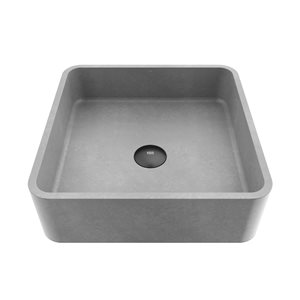 Lavabo de salle de bain carré en béton gris Concreto Stone de VIGO (15,38 po x 15,38 po)
