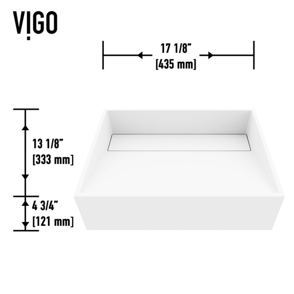 VIGO Starr&nbsp;13-in W x&nbsp;17-in L White Matte Stone Rectangular Bathroom Vessel with Gotham Faucet/Drain - Chrome
