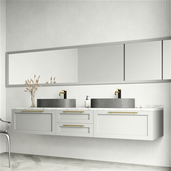 VIGO Sagrada&nbsp;14-in L x&nbsp;24-in W x&nbsp;5-in H Concreto Stone Oval Vessel Bathroom Sink - Grey