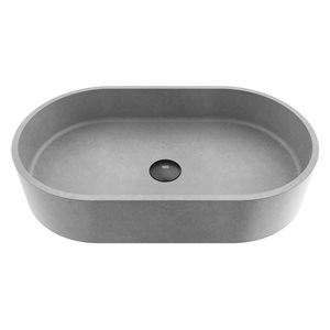 VIGO Concreto Stone Grey Concrete Vessel Oval Bathroom Sink (13.5-in x 23.63-in)