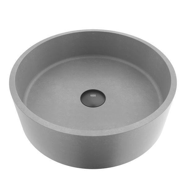 VIGO Palermo&nbsp;15-in dia. x&nbsp;5-in H Concreto Stone Round Vessel Bathroom Sink - Grey