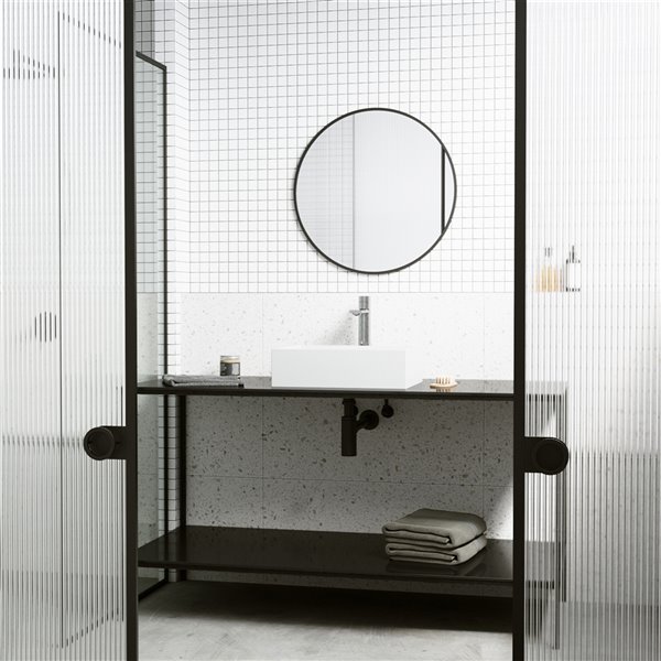 Ensemble de lavabo de salle de bain rectangulaire en pierre et robinet en blanc mat Starr de VIGO (13,13 po x 17,13 po)