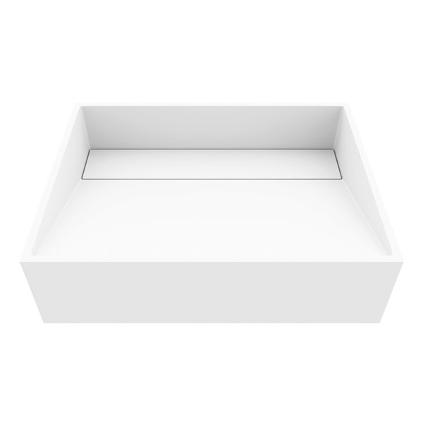 Starr 17-In L X 13-In W X 5-In H Modern Matte Stone Rectangular Vessel Bathroom Sink - White, White/Tan, Marble