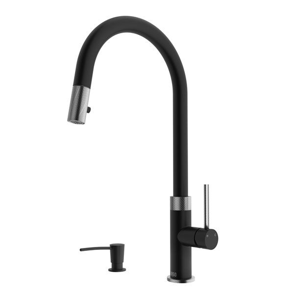 VIGO Kitchen Faucet With Soap Dispenser In Stainless Steel And Matte   330844446 MainImage 001 L 