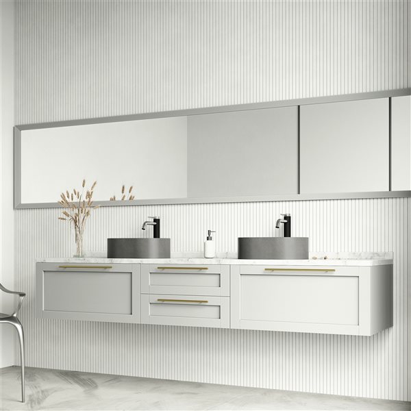 VIGO Giralda&nbsp;11-in L x&nbsp;16-in W x&nbsp;5-in H Concreto Stone Oval Vessel Bathroom Sink - Grey