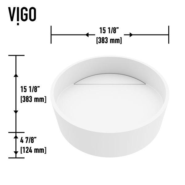 VIGO Starr&nbsp;15-in dia. x&nbsp;5-in H Modern Matte Stone Round Vessel Bathroom Sink - White