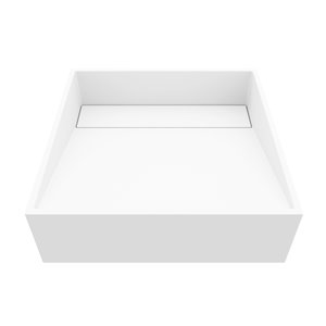 Ensemble de lavabo de salle de bain carré en pierre et robinet en blanc mat Starr de VIGO (15,13 po x 15,13 po)