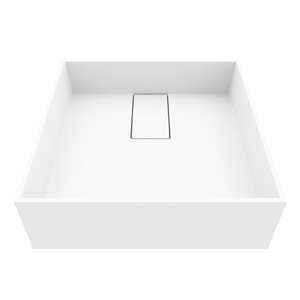 Ensemble de lavabo de salle de bain carré en pierre et robinet en blanc mat Bryant de Vigo (15,13 po x 15,13 po)