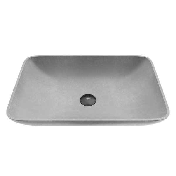 VIGO Concreto Stone Grey Concrete Vessel Rectangular Bathroom Sink (14.56-in x 22.25-in)