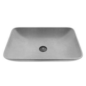 VIGO Concreto Stone Grey Concrete Vessel Rectangular Bathroom Sink (14.56-in x 22.25-in)
