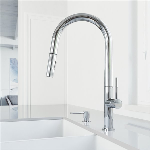 Greenwich Pull Down Kitchen Faucet with Soap Dispenser in Chrome