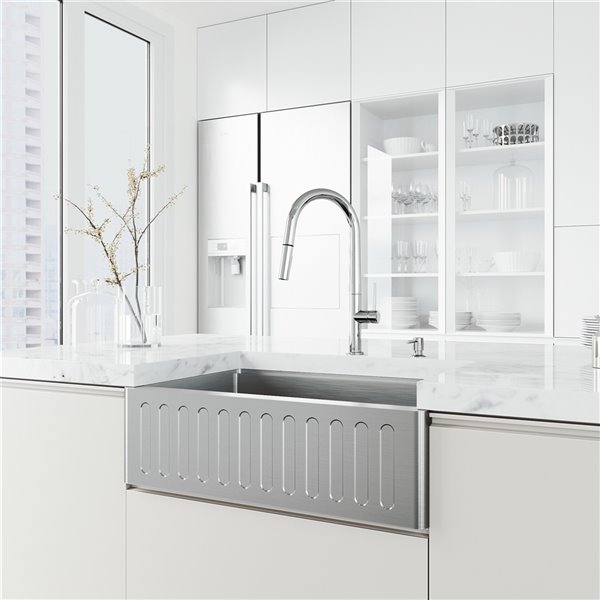 Greenwich Pull Down Kitchen Faucet with Soap Dispenser in Chrome