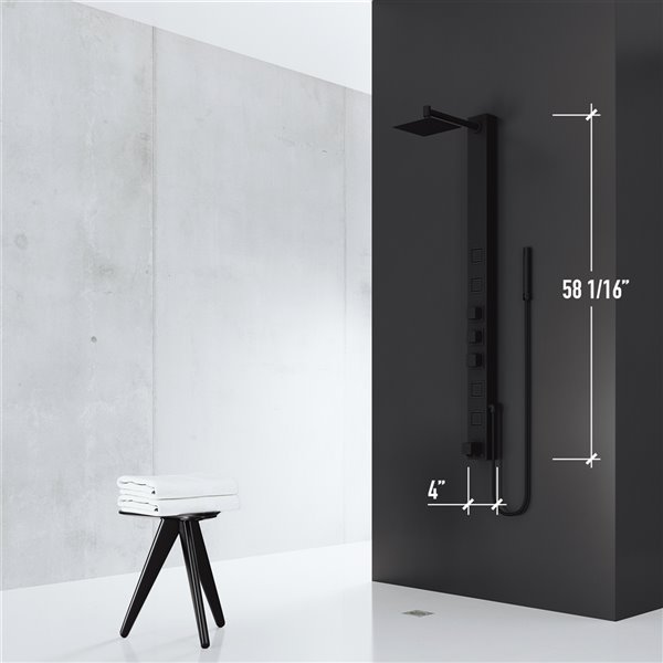 VIGO Bowery Matte Black 4-Spray Shower Panel System