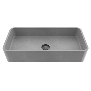 VIGO Concreto Stone Grey Concrete Vessel Rectangular Bathroom Sink (11.0-in x 23.63-in)