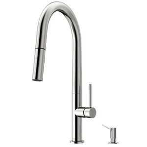 VIGO Greenwich Stainless Steel 1-Handle Deck Mount Pull-Down Handle/Lever Kitchen Faucet