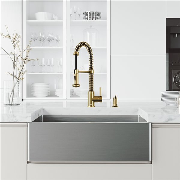 Edison Pull Down Kitchen Faucet with in Matte Brushed Gold