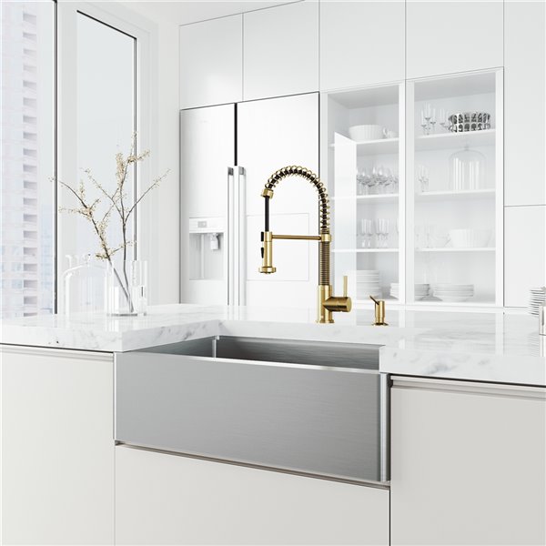 Edison Pull Down Kitchen Faucet with in Matte Brushed Gold