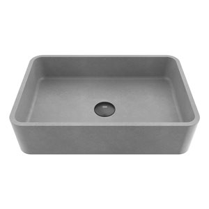 VIGO Concreto Stone Grey Concrete Vessel Rectangular Bathroom Sink (12.81-in x 19.69-in)