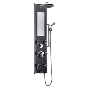 PULSE ShowerSpas Leilani Black 6-Spray Shower Panel System