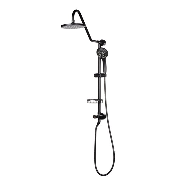 PULSE ShowerSpas Kauai Matte Black Shower Bar System