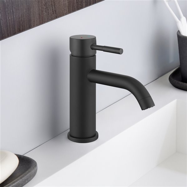 Transform Bentley Matte Black 1-Handle Bathroom Sink Faucet with Drain and Deck Plate