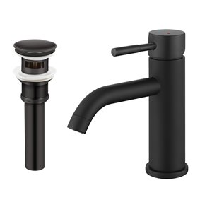 Transform Bentley Matte Black 1-Handle Bathroom Sink Faucet with Drain and Deck Plate