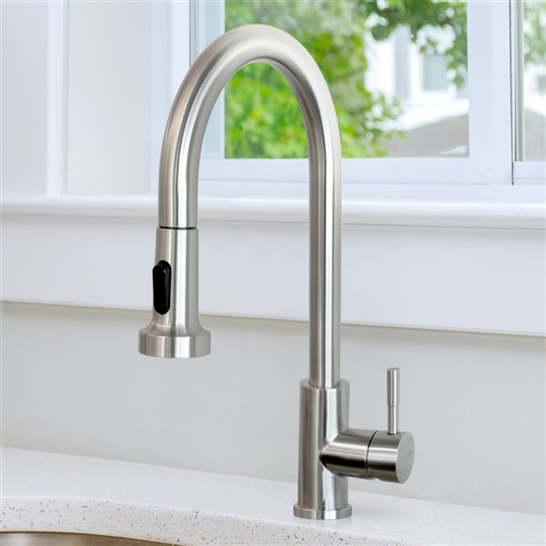 Transform Vienna Brushed Nickel 1-Handle Pull-Down Kitchen Faucet with Deck Plate