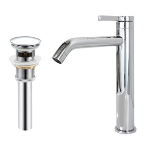 Robinet de lavabo de salle de bain Toledo à 1 poignée en chrome par Transform avec drain et plaque