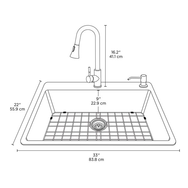 Presenza 33'' L Single Bowl Stainless Steel Kitchen Sink