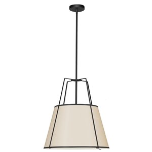 Dainolite Trapezoid Modern/Contemporary 18-in Cream and Black Pendant Light