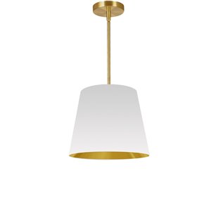 Dainolite Oversized Drum Modern/Contemporary White and Gold 14-in Pendant Light