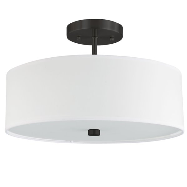 Plafonnier transitionnel blanc et noir Everly par Dainolite de 14,25 po