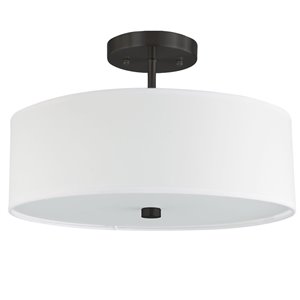 Dainolite Everly 14.25-in White and Black Transitional Semi-Flush Mount Light