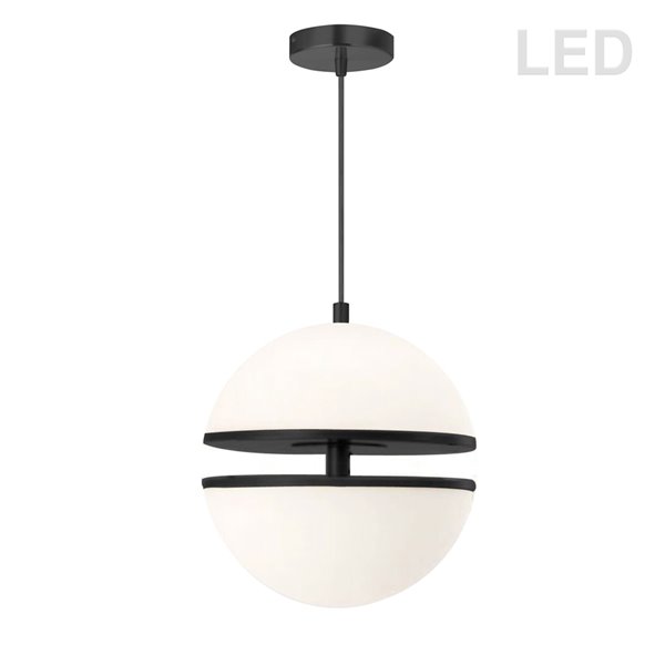 Dainolite Atomic Modern/Contemporary Matte Black 12-in LED Pendant Light with Opal Glass