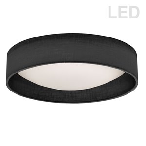 Plafonnier de 15 po de style moderne/contemporain noir/transparent à système à DEL intégré de Dainolite