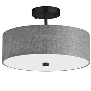 Plafonnier transitionnel gris et noir Everly par Dainolite de 14,25 po