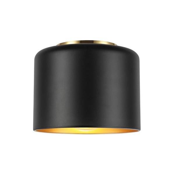 Dainolite 1-Pack Emilia 8-in Matte Black Transitional Incandescent Flush Mount Light