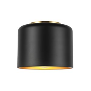 Dainolite 1-Pack Emilia 8-in Matte Black Transitional Incandescent Flush Mount Light