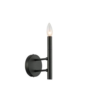 Applique murale Nora de 5 po L noire mate de style moderne à 1 ampoule à incandescence de Dainolite