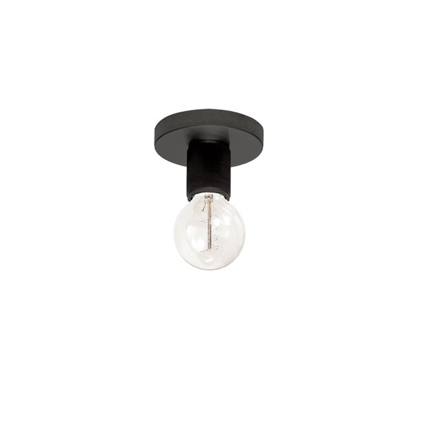 Dainolite 1-Pack Roswell 4.75-in Matte Black Transitional Incandescent Flush Mount Light