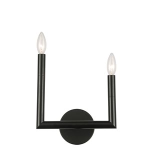 Applique murale Nora de 6,75 po L noire mate de style moderne à 2 ampoules de Dainolite