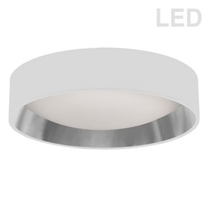Plafonnier de 15 po de style moderne/contemporain blanc/argent à système à DEL intégré de Dainolite