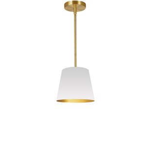 Dainolite Oversized Drum Modern/Contemporary White and Gold 10-in Pendant Light