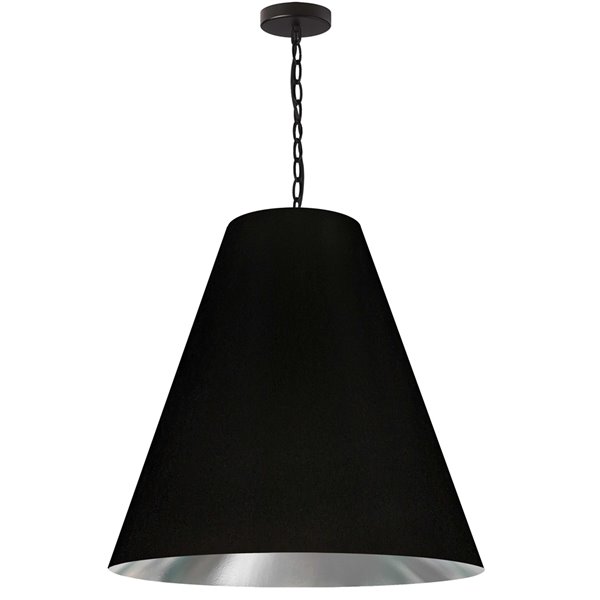 Luminaire suspendu transitionnel noir et argent Anaya par Dainolite, 26 po