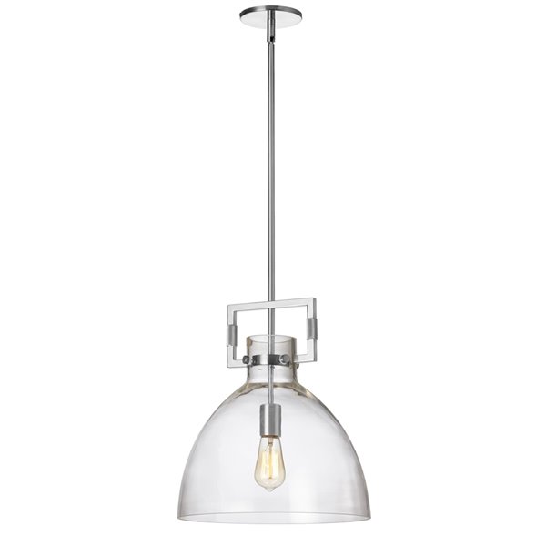 Dainolite Liberty Modern/Contemporary Polished Chrome 13.75-in Pendant Light with Clear Glass