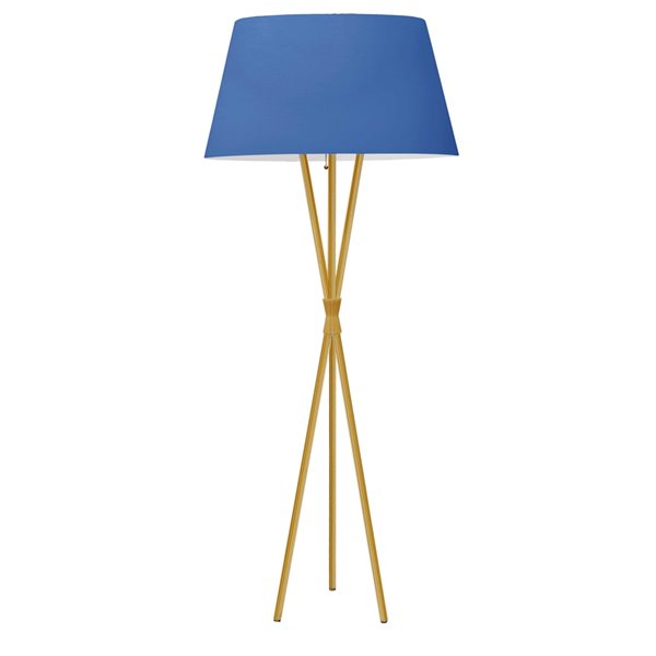 Aged Brass Tripod Floor Lamp, Tripod Floor Lamp Blue Shade