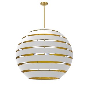 Lustre Hula blanc et or moderne/contemporain à 4 lumières par Dainolite
