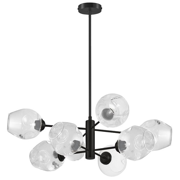 Dainolite Abii Transitional Matte Black 26-in Halogen Pendant Light with Clear Glass