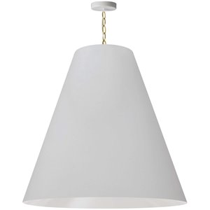 Luminaire suspendu transitionnel blanc et laiton antique Anaya par Dainolite de 32 po